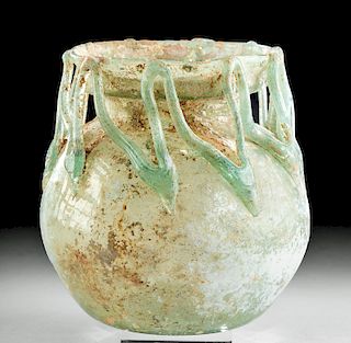 Roman Glass Jar w/ Applied Rigaree