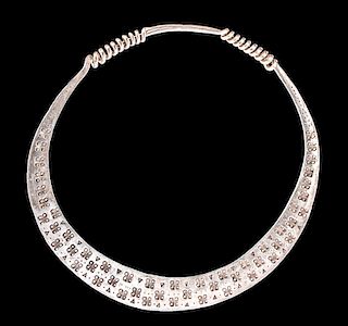 9th C. Viking Stamped Silver Torc / Necklace