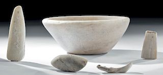 Ancient Anatolian Marble Bowl + 4 Kilia Fragments