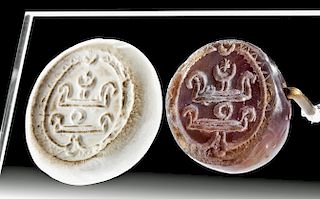 Large Sasanian Agate Stamp Seal Bead