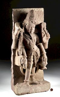 4th C. Indian Gupta Sandstone Relief Panel - Vishnu
