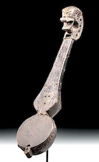 19th C. Nepalese Wooden Lute with Dragon Finial