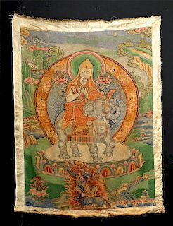 19th C. Tibetan Tsongkhapa / Elephant Thangka