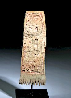 Long Maya Bone Comb w/ Sacrificial Human Skull