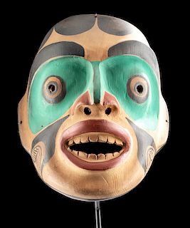 Early 20th C.  Haida Painted Wood Mask