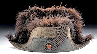 Late 19th C. French Naval Bicorne Hat w/ Feathers