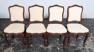 Set of Four Louis XV Upholstered Side Chairs
