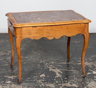 French Provincial Side Table with Rouge Marble Top