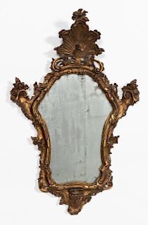 19th C., Italian Baroque Style Giltwood Mirror