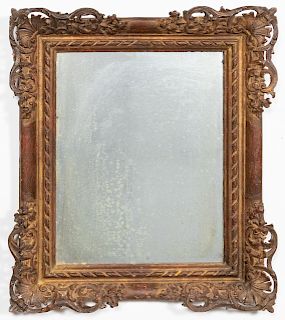 20th C. Continental Baroque Style Giltwood Mirror
