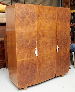 Art Deco burlwood wardrobe cabinet