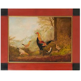 American School, folk art rooster painting