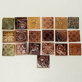 Group Arts & Crafts tiles, mostly J. & J.G. Low