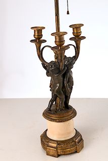 Manner of Clodion, bronze candelabrum lamp