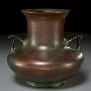 C.W. Clewell, two-handle bronze vase