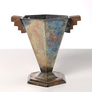 Jean Puiforcat (style), silver plated vase