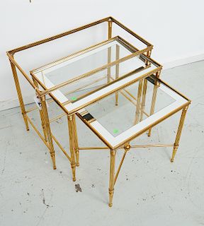 Set (3) Jansen style brass nesting tables