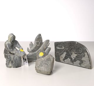 (4) Inuit figural stone carvings