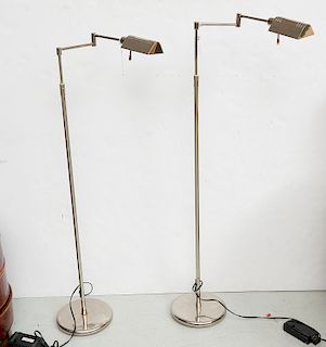 Pair Holtkotter Leuchten swing arm floor lamps