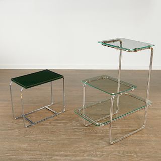 (2) Bauhaus or Art Deco chrome occasional tables