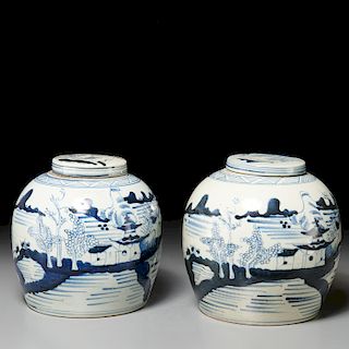 Pair Chinese Canton porcelain ginger jars