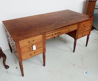 Antique English mahogany partner's desk