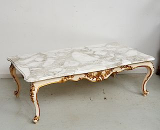 Louis XV style painted marble top coffee table