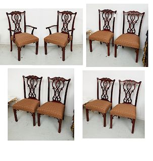 Set (8) Chippendale style dining chairs