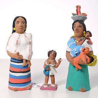 (3) Josefina Aguilar painted terracotta figures