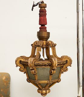 Italian Baroque style giltwood lantern chandelier