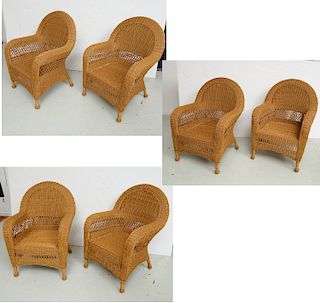 Set (6) Victorian style faux wicker garden chairs