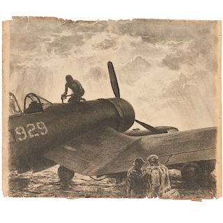 WWII U.S. Marines fighter aircraft, original art