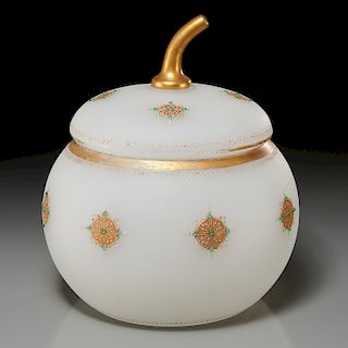 French opaline gilt and jeweled lidded punchbowl