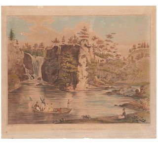 "Patterson Falls", hand-colored engraving, 1807