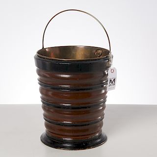 Anglo-Dutch parcel ebonized peat bucket