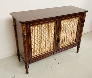 Regency style gold-stenciled side cabinet