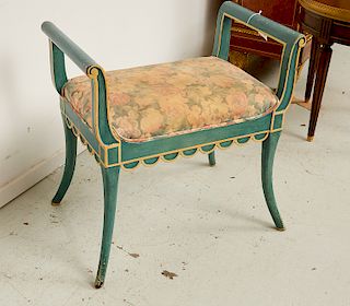 Dorothy Draper style paint decorated bench
