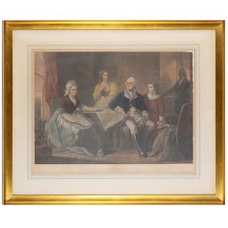 George Washington and His Family, color engraving