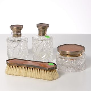 Fratelli Cacchione sterling & cut glass vanity set