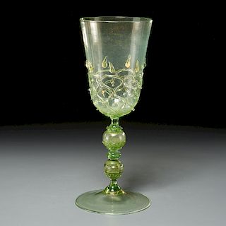 Large early Venetian glass stem cup