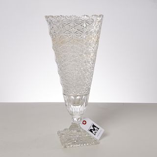 Large brilliant cut glass pedestal vase