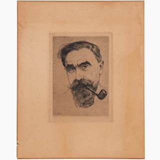 Hermann Struck, self portrait etching