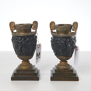 Pair Continental Neo-Classic bronze cabinet urns