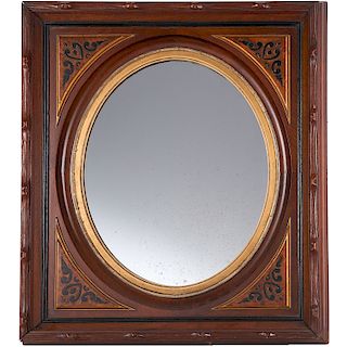 Aesthetic faux bois carved mahogany mirror
