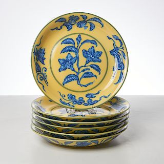 Set (6) Mottahedeh Imperial Ming dinner plates