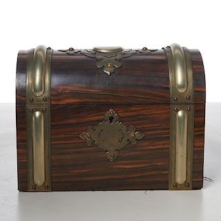 Victorian Macassar ebony veneer casket jewelry box