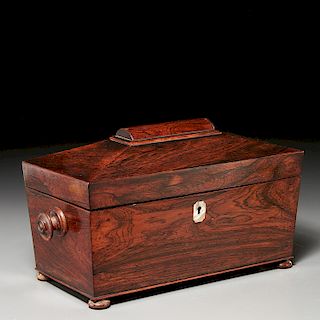 English Regency casket-form tea caddy
