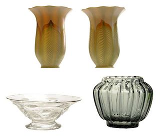 Four Pieces Art Glass: Daum, Webb,