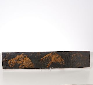 Thai lacquered wood horse panel
