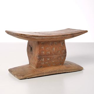 West African carved wood headrest